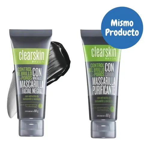 Clearskin Avon Mascarilla Facial Negra Control Brillo/poros Tipo de piel Grasa