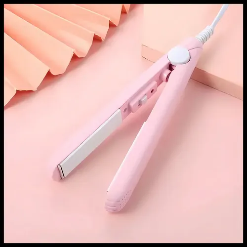 Planchita De Pelo Mini Flequillo Cabello Portátil Color Rosa
