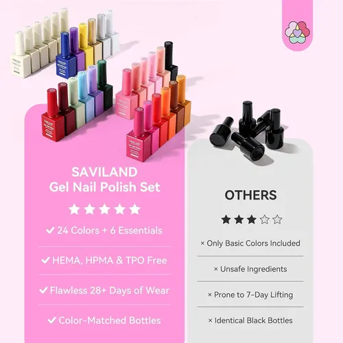 Set 30 Esmaltes Gel Profesional 24 Colores Base Y Top Coat