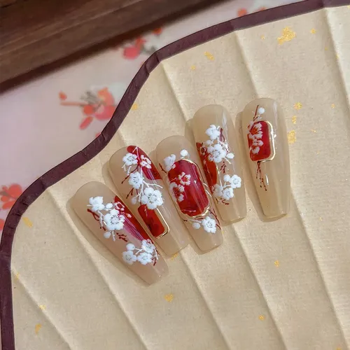 Pegatinas En Relieve De Flor De Ciruelo Para Uñas En Inviern