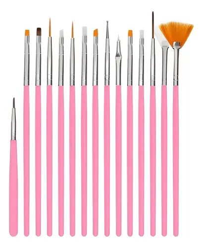 Kit 15 Pinceles Decoracion Nail Art Para Uñas Esculpidas
