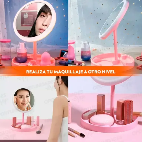 Espejo Organizador De Maquillaje Led Recargable Qs618