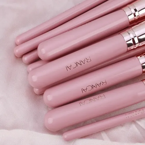 12pzs Juego De Brochas De Maquillaje Serie Oro Rosa