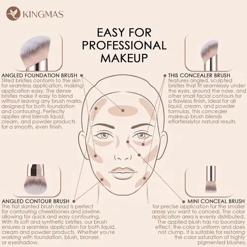 Brocha De Maquillaje Kingmas Para Base O Corrector, 2 Unidad