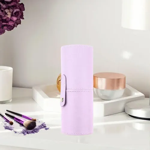 – 3 Soporte For Pinceles De Maquillaje Con Tapa Púrpura