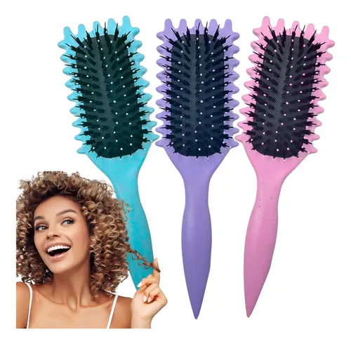 Cepillo Definir Rizos Peine Cabello Rizado Peinado Rulos 1pz Color Morado