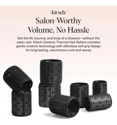 Rodillos Térmicos De Cerámica Kitsch Para Mujer, Color Negro Negro