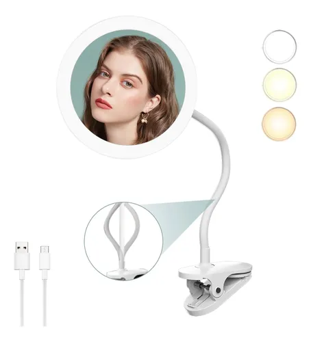 Espejo De Maquillaje Tushengtu Con Aumento 10x Y Luz, 16.5 C