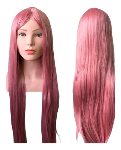 6.21 Jf Peluca Rosa Larga Recta Cosplay Pink Up Geek Parties