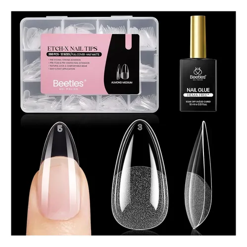 Gel Beetles Kit De Uñas Etch-x Almond Mediano 288pzas