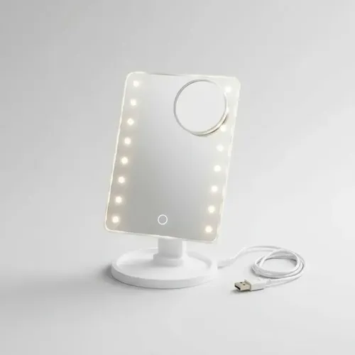Espejo Maquillaje Led Con Luz Espejo Cosmético Funciona USB Pilas Incluye Cable Carga Mini Espejo Desmontable con Aumento