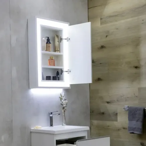 Botiquin Espejo Bernova De 50cm Blanco Con Luz Led Blanco