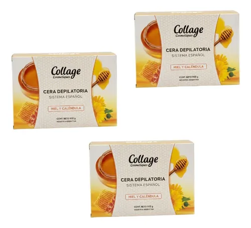 3 Ceras Depilatorias Profesionales Miel Collage  900gr