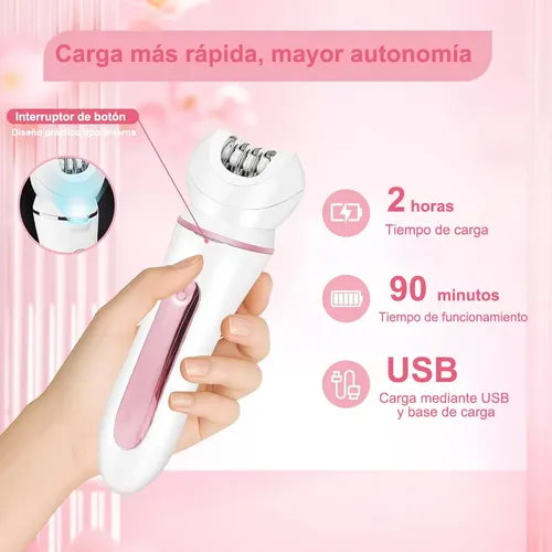 Depiladora Eléctrica Bikini Usb Recargable Con Luz