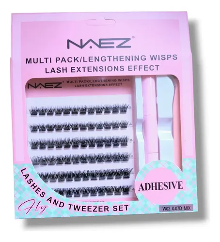 Pestañas Postizas Fly Cluster Con Kit Naez W02 0.07d Mix
