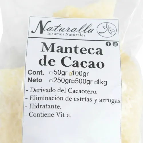 Manteca De Cacao Pura 100g Nat (uso Cosmético Y Alimentario)