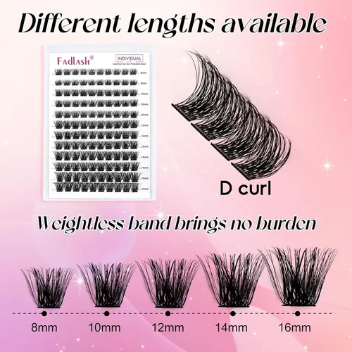 Extensiones De Pestañas Postizas Fadlash Diy 144 Racimos D