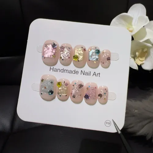 Calidad Superior Parche De Uñas Con Diamantes De Color Rosa