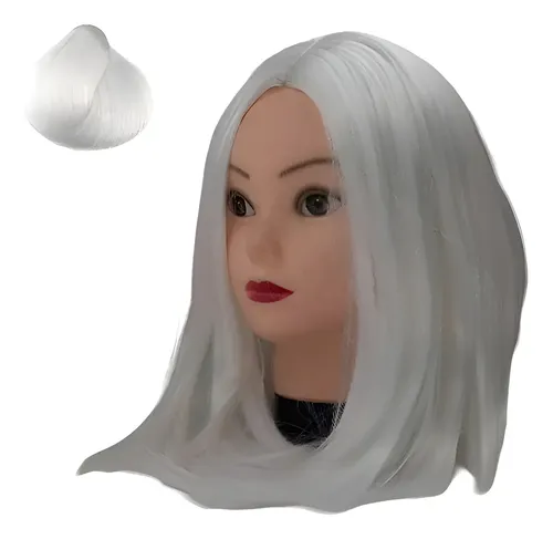 Peluca 40cm Corta Bob Carre Simil Natural Diaria Teatro Tamaño De La Base 40 Cm Tono 60 Blanco