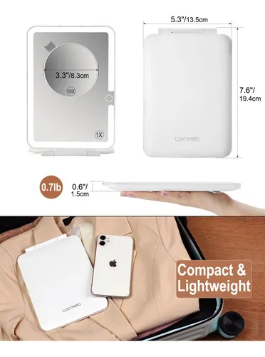 Espejo De Maquillaje Recargable Lukymiro Con Luces Y Aumento
