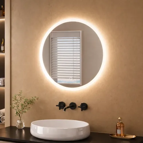 Espejo Led Redondo 60cm Luz Calida/fria Regulable Para Baño