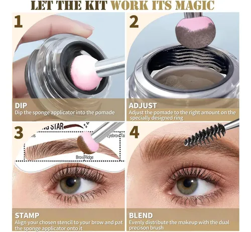 Kits De Plantillas Y Sello Para Cejas Dmktu Marrón Oscuro