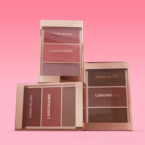 Langmanni Paleta De Rubor, Contorno E Iluminador 3 En 1