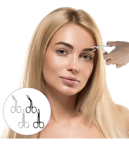 Set 4 Pinzas Y Tijeras Acero Para Cejas Y Facial