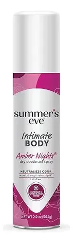 Spray Femenino Summers Eve Amber Nights Talco Libre 60ml