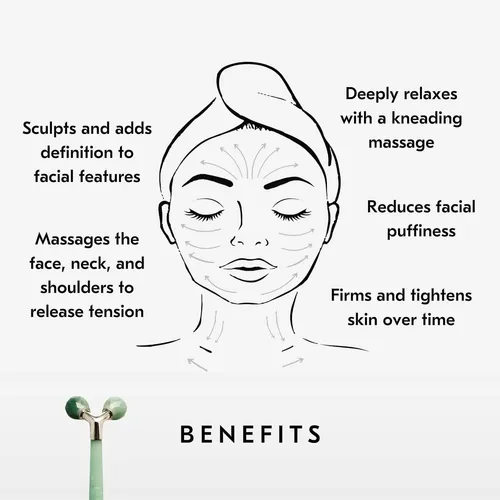 Rodillo Facial Jade Verde Masajeador Para Rostro Y Cuello