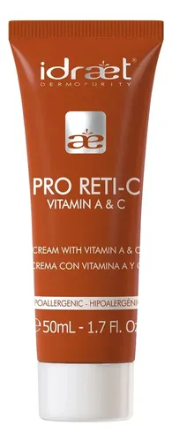 Crema Retinol Vitamina C Antiage Antiedad Hidratacion Idraet Momento de aplicación Día/Noche Tipo de piel Seca