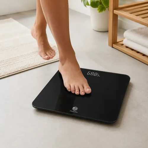 Balanza Digital Alta Precisión Personal 180kg Vidrio Templado LED Color Negro JD EB3483