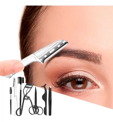 Kit X7 Cuidado Facial Perfilador Tijera Pinza Cejas Pestañas