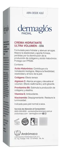 Crema Dermaglós Hidratante De Día Fps30 Ultra Volumen X50g