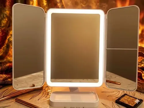 Espejo De Maquillaje Con Aumento 1x/2x/3x Led 3modos Recarga