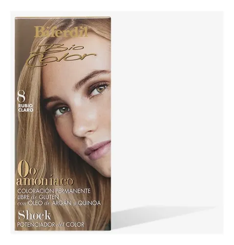 Tintura Biferdil Biocolor 0% Amoniaco Libre De Gluten Nº8 Tono Nº8 Rubio Claro