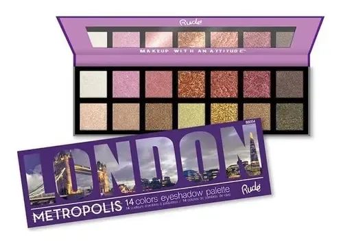 Paleta De Sombras Metropolis London Rude Cosmetics 14 Tonos