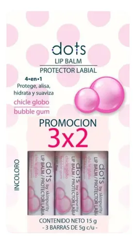 Dots Lip Balsam Combo 3×2 Chicle Globo