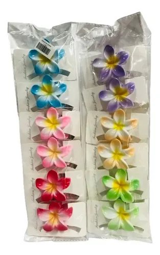 Broche Pelo Flores Hawaianas Pack X 12 Moda Ar1 Bflo Ellobo