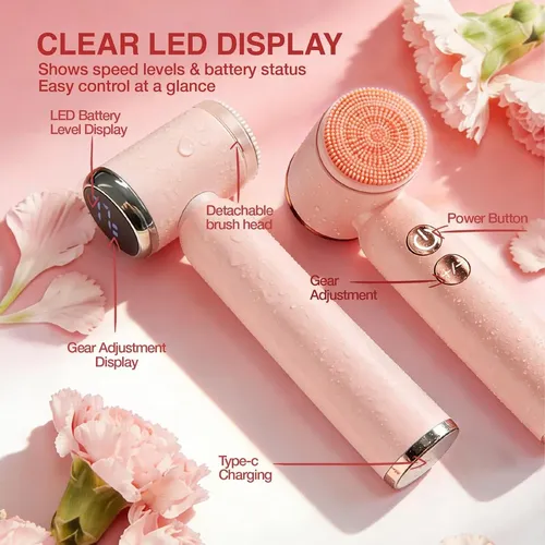 Dispositivo Limpiador Facial 6 En 1 Con Pantalla Led Rosa