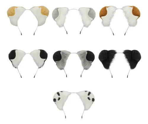 Adjustable Puppy Ear Headwear Soft Plush Hair Camel White 9ee702113-lc