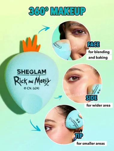 Esponja de Maquillaje Sheglam MR. MEESEEKS Rick y Morty Mediana, Color Celeste