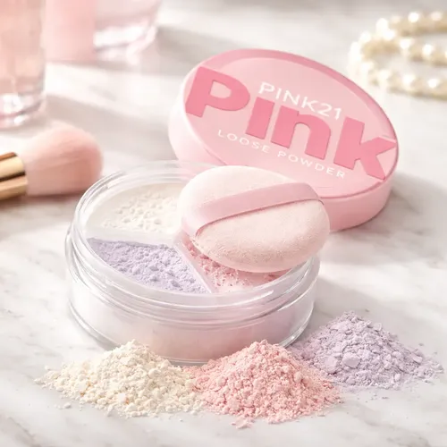 Polvo Suelto Pink21 Pink Tricolor Corrector Iluminador