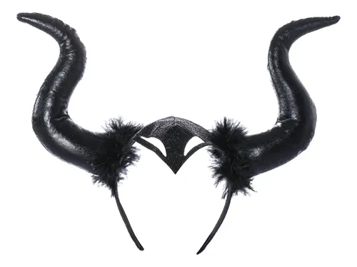 Diadema Con Cuernos De Halloween, Aro Para El Pelo Del Negro