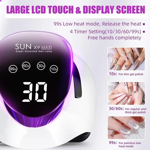 Secador De Uñas Uv Led Ladymisty X9 268w 57 Perlas 4 Modos