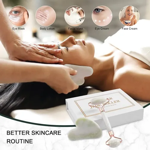 Rodillo Facial Jade Verde Masajeador Para Piel Y Ojos
