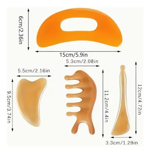 Set De 4 Herramientas De Masaje Gua Sha – Tabla Curva Grande