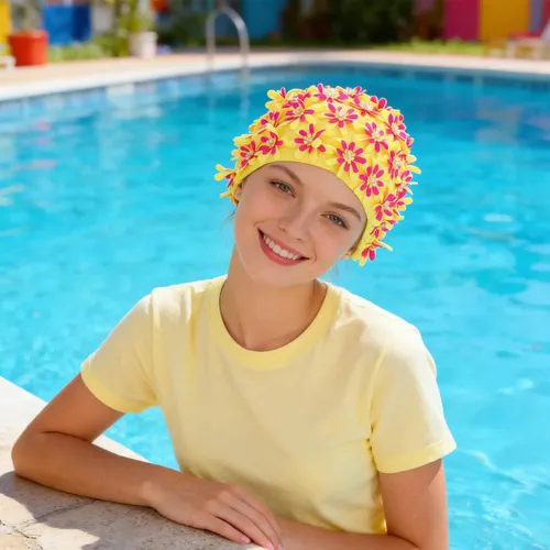 Gorro De Baño Floral Para Mujer – Vintage Flower Petal Swimm