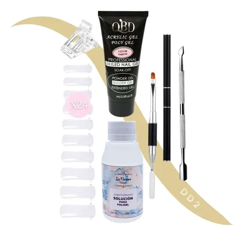 Kit X6 Polygel 30ml Espatula Pincel Solucion Capsula Dual