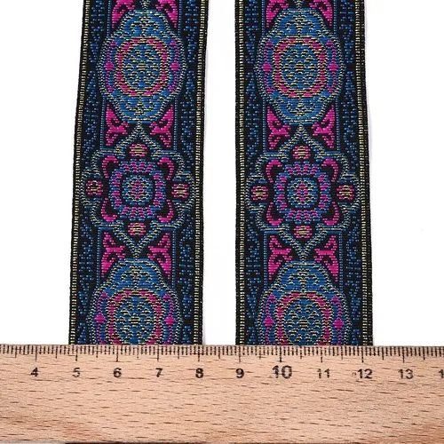 Cinta De Poliéster Con Bordado Étnico Y Floral De 7 M Magenta Floral